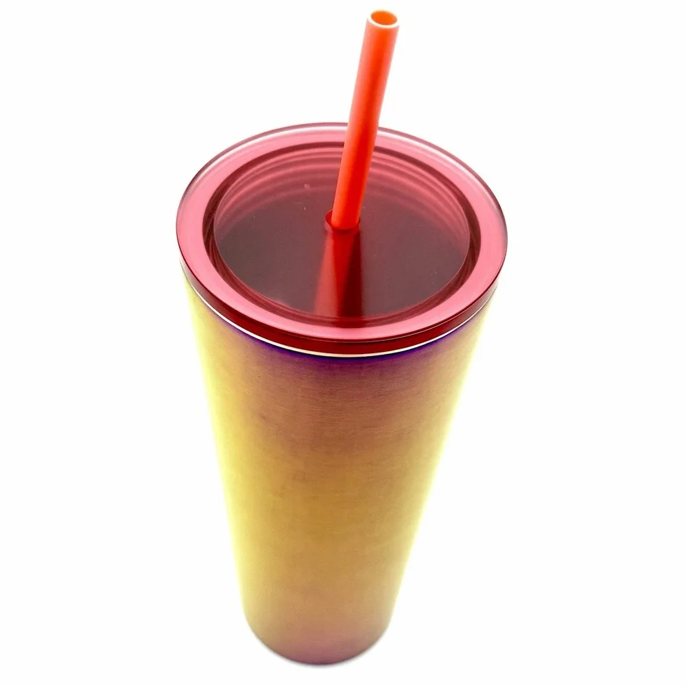 Starbucks 24oz Iridescent Stainless Steel Cold Cup Tumbler‎ Venti with Straw